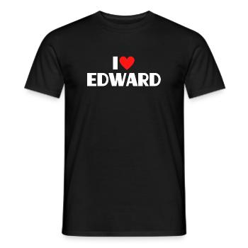 I love Edward Red Heart Romantic Name Fan - Men's T-Shirt - black - Front - AI Model Male 178 light (178cm)