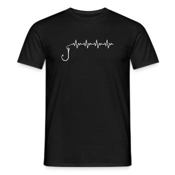 Angelhaken Fischen Fischer Angler EKG Herzschlag  - Männer T-Shirt - Schwarz - Vorne - AI Model Male 178 light (178cm)
