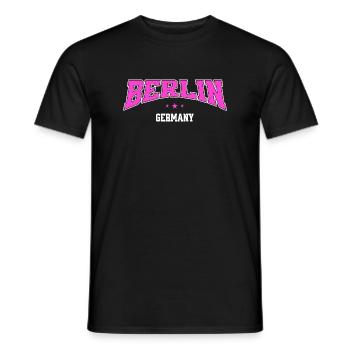 Berlin College Style Germany Lettering Pink - Men's T-Shirt - black - Front - AI Model Male 178 light (178cm)