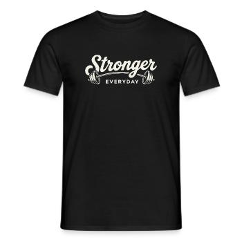 Stronger Everyday Barbell Gym Workout Retro - Men's T-Shirt - black - Front - AI Model Male 178 light (178cm)