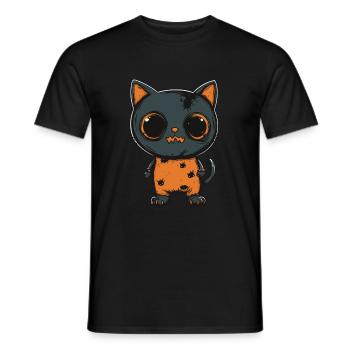 Chat Halloween Zombie - T-shirt homme - noir - Devant - AI Model Male 178 light (178cm)