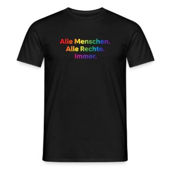 All People All Rights Always Statement - Men's T-Shirt - black - Front - AI Model Male 178 light (178cm)