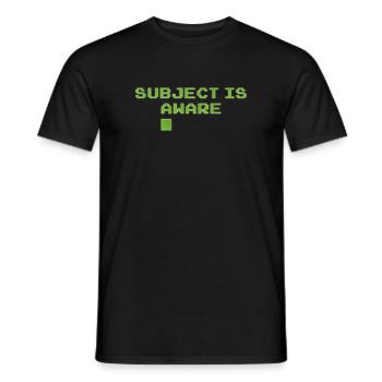 SUBJECT IS AWARE - Männer T-Shirt - Schwarz - Vorne - AI Model Male 178 light (178cm)