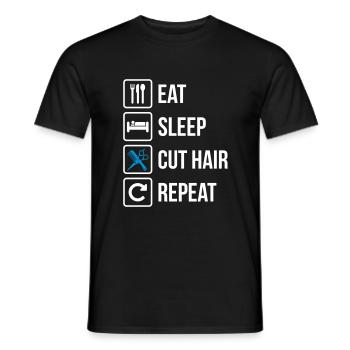 Eat Sleep Cut Hair Repeat Barber - Männer T-Shirt - Schwarz - Vorne - AI Model Male 178 light (178cm)