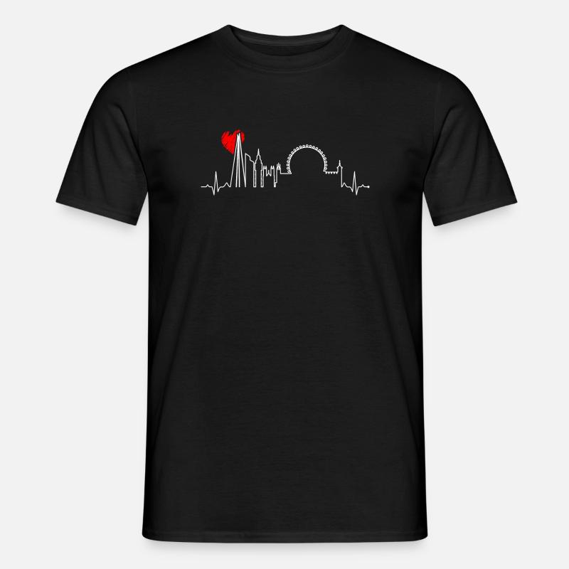 Urbane Skyline Herzschlag - Männer T-Shirt - Schwarz