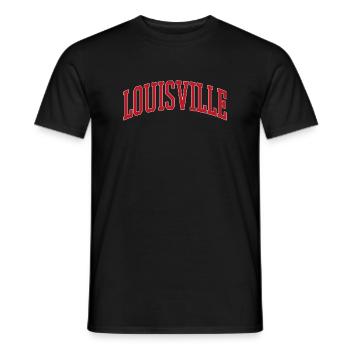 Louisville Varsity Schriftzug - Männer T-Shirt - Schwarz - Vorne - AI Model Male 178 light (178cm)