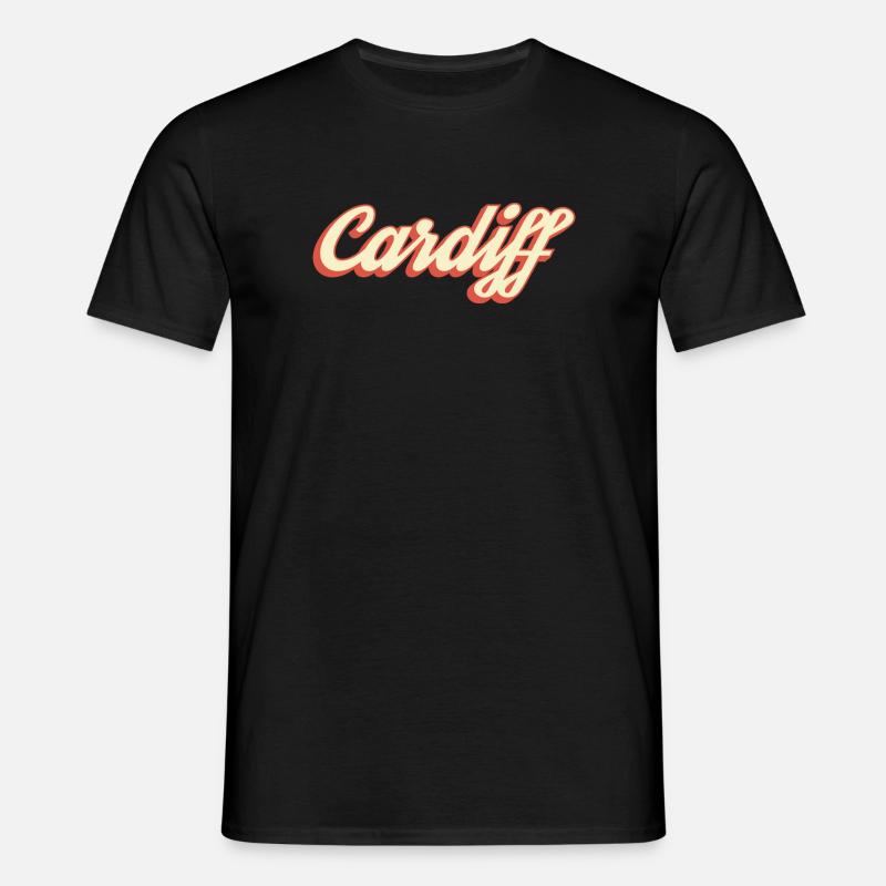 Cardiff Retro Script Logo - Männer T-Shirt - Schwarz