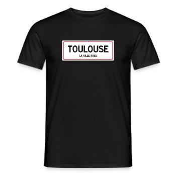 Toulouse plaatsnaambord - Heren T-shirt - zwart - Voor - AI Model Male 178 light (178cm)