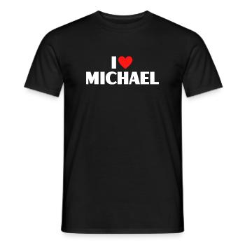 J'aime Michael Red Heart, fan du nom romantique - T-shirt homme - noir - Devant - AI Model Male 178 light (178cm)