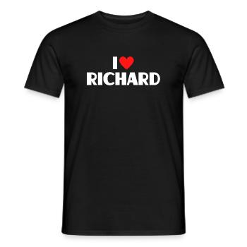 J'aime Richard Red Heart, fan du nom romantique - T-shirt homme - noir - Devant - AI Model Male 178 light (178cm)