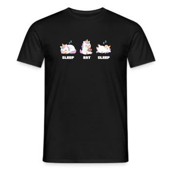 Sleep Eat Sleep – Humorous Kawaii Unicorn Adorned - Men's T-Shirt - black - Front - AI Model Male 178 light (178cm)