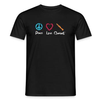 Peace Love Clarinet - Men's T-Shirt - black - Front - AI Model Male 178 light (178cm)