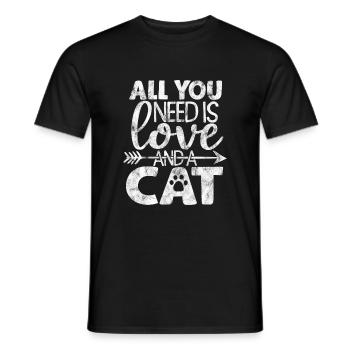 Tout ce dont vous avez besoin, c’est d’amour et d’un chat - Dictons de chat - T-shirt homme - noir - Devant - AI Model Male 178 light (178cm)