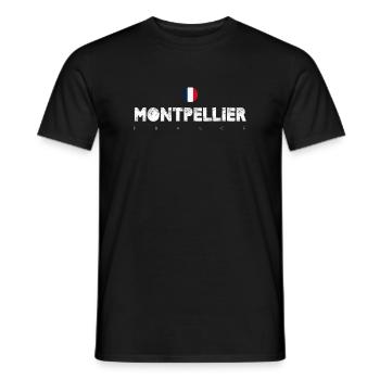 Mot-parole de la ville Montpellier France - T-shirt homme - noir - Devant - AI Model Male 178 light (178cm)