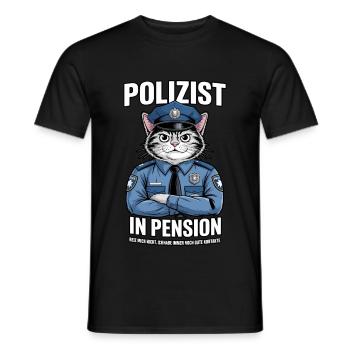 Polizist in Pension Katze | Rente | Polizei - Männer T-Shirt - Schwarz - Vorne - AI Model Male 178 light (178cm)