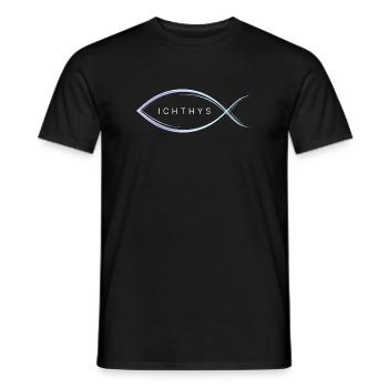 Ichthys - Fischmotiv mit eleganter Linienführung - Männer T-Shirt - Schwarz - Vorne - AI Model Male 178 light (178cm)