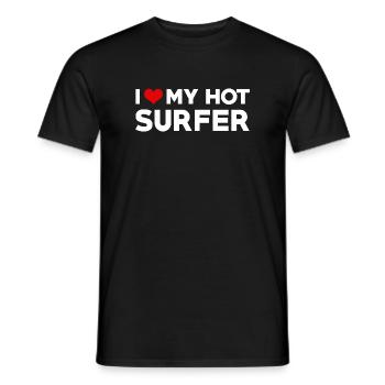 I Love My Hot Surfer Husband Wife Boyfriend - Men's T-Shirt - black - Front - AI Model Male 178 light (178cm)