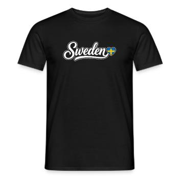 Sweden Script with Flag Heart Fan Patriotic - Men's T-Shirt - black - Front - AI Model Male 178 light (178cm)