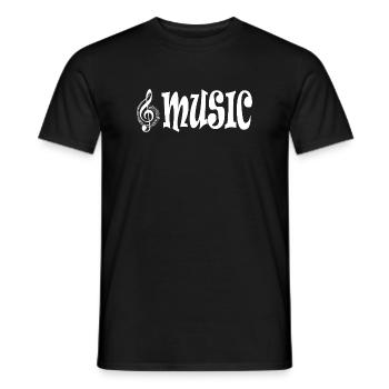 Musique - Style typographique classique rétro - T-shirt homme - noir - Devant - AI Model Male 178 light (178cm)