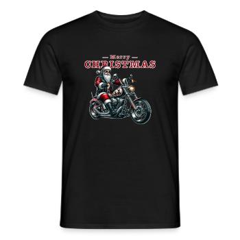 Cool Santa Claus on motorcycle, bike to Xmas - Men's T-Shirt - black - Front - AI Model Male 178 light (178cm)