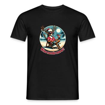 Holiday over Christmas, cool reindeer on the beach - Men's T-Shirt - black - Front - AI Model Male 178 light (178cm)
