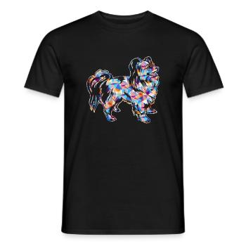 Papillon Dog Geometric - Men's T-Shirt - black - Front - AI Model Male 178 light (178cm)