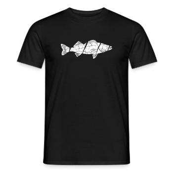 Big Zander Fish Catch Vector - Men's T-Shirt - black - Front - AI Model Male 178 light (178cm)