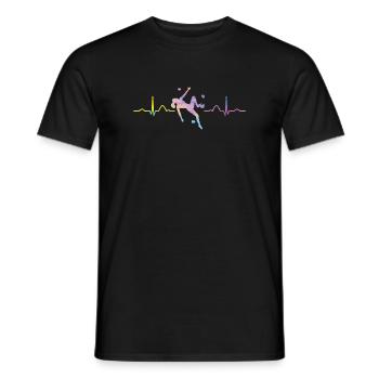 Boulderer heartbeat Bouldering Bouldering - Men's T-Shirt - black - Front - AI Model Male 178 light (178cm)