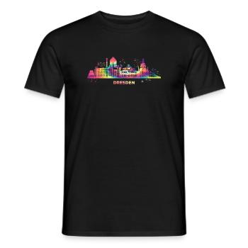 Dresdener Zwinger Skyline Bunt Stadtbild Dresden - Männer T-Shirt - Schwarz - Vorne - AI Model Male 178 light (178cm)