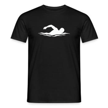 Schwimmer-Silhouette im Wasser - Männer T-Shirt - Schwarz - Vorne - AI Model Male 178 light (178cm)
