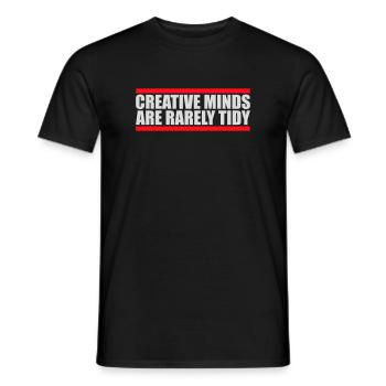 Creative Minds Are Rarely Tidy Lustig Kreativ Logo - Männer T-Shirt - Schwarz - Vorne - AI Model Male 178 light (178cm)
