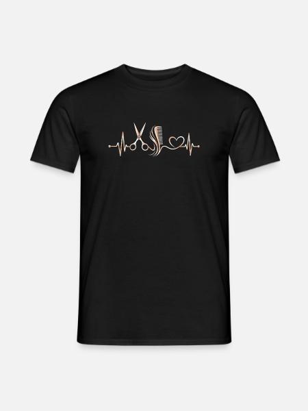 Friseurin Haarstil Herzschlag - Männer T-Shirt - Schwarz