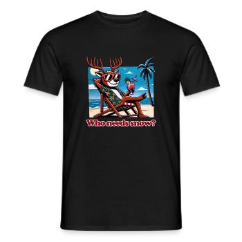drôle anti renne de Noël en vacances - T-shirt homme - noir - Devant - AI Model Male 178 light (178cm)