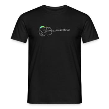 White Guitar Outline with Heart Motif - Men's T-Shirt - black - Front - AI Model Male 178 light (178cm)