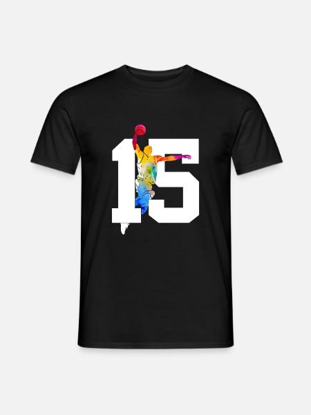 NUMMER 15 BASKETBALL 15. GEBURTSTAG - Männer T-Shirt - Schwarz
