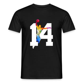 NUMBER 14 BASKETBALL 14TH BIRTHDAY - Men's T-Shirt - black - Front - AI Model Male 178 light (178cm)