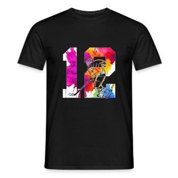 NUMBER 12 HOCKEY 12TH BIRTHDAY - Men's T-Shirt - black - Front - AI Model Male 178 light (178cm)