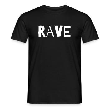 Rave typographic music design - Men's T-Shirt - black - Front - AI Model Male 178 light (178cm)