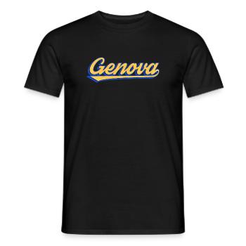 Genova Retro-Schriftzug - Männer T-Shirt - Schwarz - Vorne - AI Model Male 178 light (178cm)