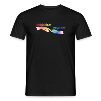 Solidarität gewinnt Pride T-Shirt Regenbogen - Männer T-Shirt - Schwarz - Vorne - AI Model Male 178 light (178cm)