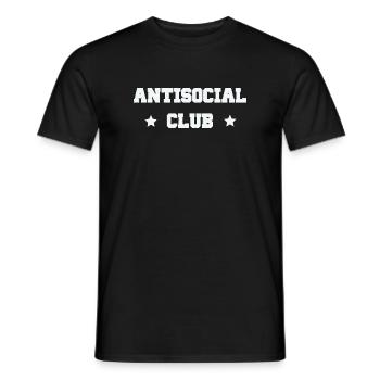 Antisocial Club – Einzelgänger Sarkasmus Spruch - Männer T-Shirt - Schwarz - Vorne - AI Model Male 178 light (178cm)