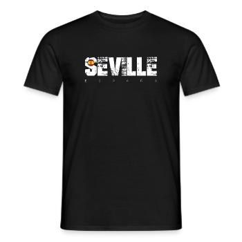 Seville Distressed Typography with Flag - Men's T-Shirt - black - Front - AI Model Male 178 light (178cm)
