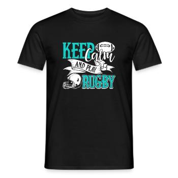 Rugby Keep Calm And Play Rugby - Men's T-Shirt - black - Front - AI Model Male 178 light (178cm)