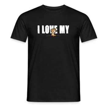 I love my Dog - police blanche - T-shirt homme - noir - Devant - AI Model Male 178 light (178cm)