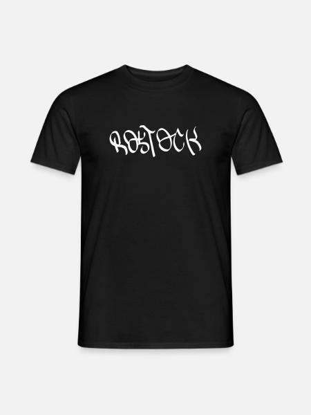 Rostock Graffiti Font on Black - Men's T-Shirt - black