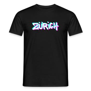 Zurich Neon Graffiti - Men's T-Shirt - black - Front - AI Model Male 178 light (178cm)