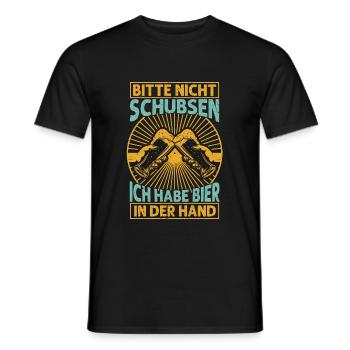 Bitte nicht schubsen ich habe Bier in der Hand - Männer T-Shirt - Schwarz - Vorne - AI Model Male 178 light (178cm)