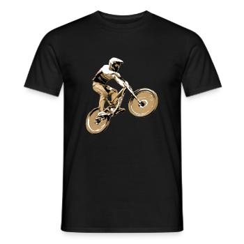 mountain biking downhill - Men's T-Shirt - black - Front - AI Model Male 178 light (178cm)