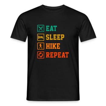 Eat Sleep Hike Repeat Trekking Mountaineering Hiki - Männer T-Shirt - Schwarz - Vorne - AI Model Male 178 light (178cm)