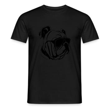 Bulldog dog dogs with sunglasses cool vector - Men's T-Shirt - black - Front - AI Model Male 178 light (178cm)